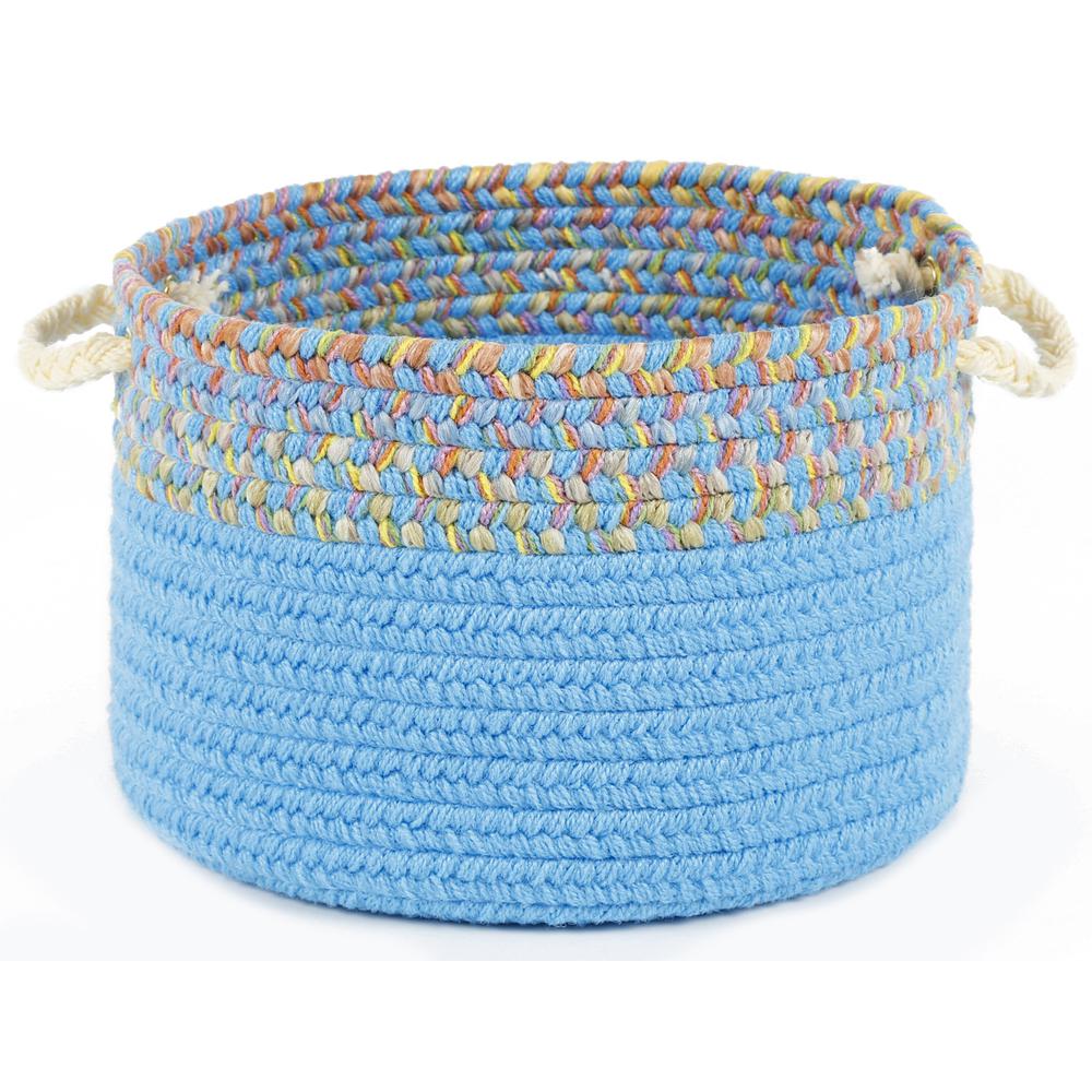 Kids' Isle Aqua Blue Banded 14" x 10" Basket. Picture 1
