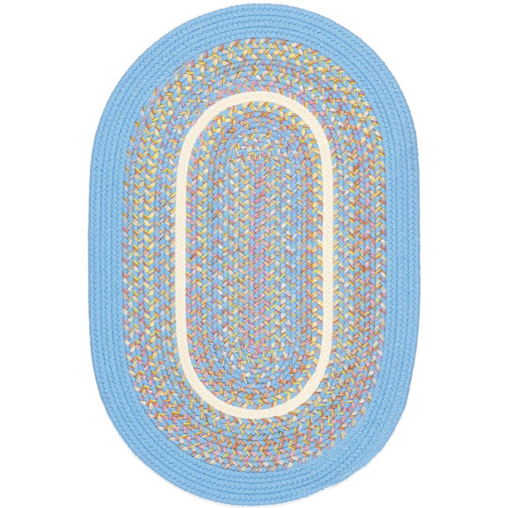 Kids' Isle Aqua Blue Banded 4X6 Oval. Picture 1