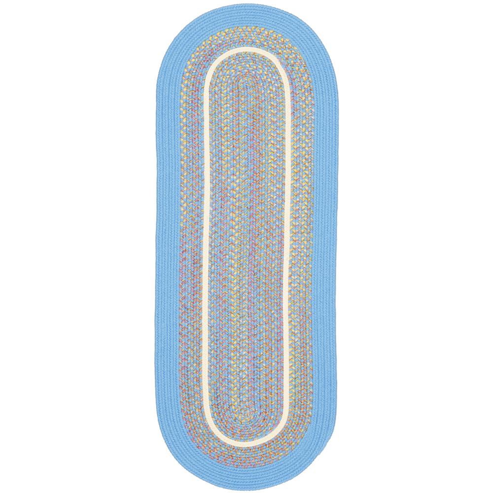Kids' Isle Aqua Blue Banded 2X8 Oval. Picture 1