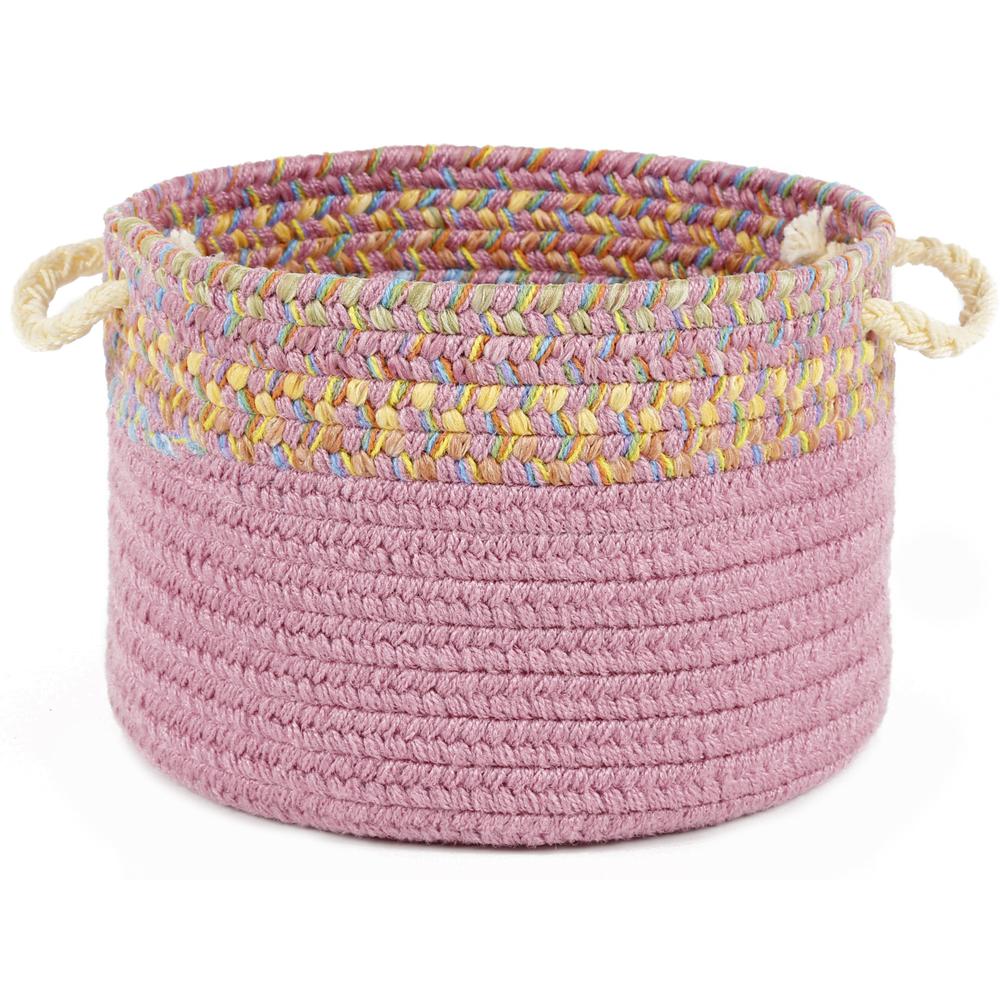 Kids' Isle Pink Banded 18" x 12" Basket. Picture 1