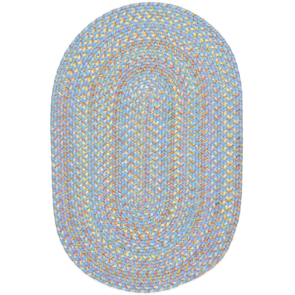 Playtime Aqua Blue Multi  2X4 Oval. Picture 1