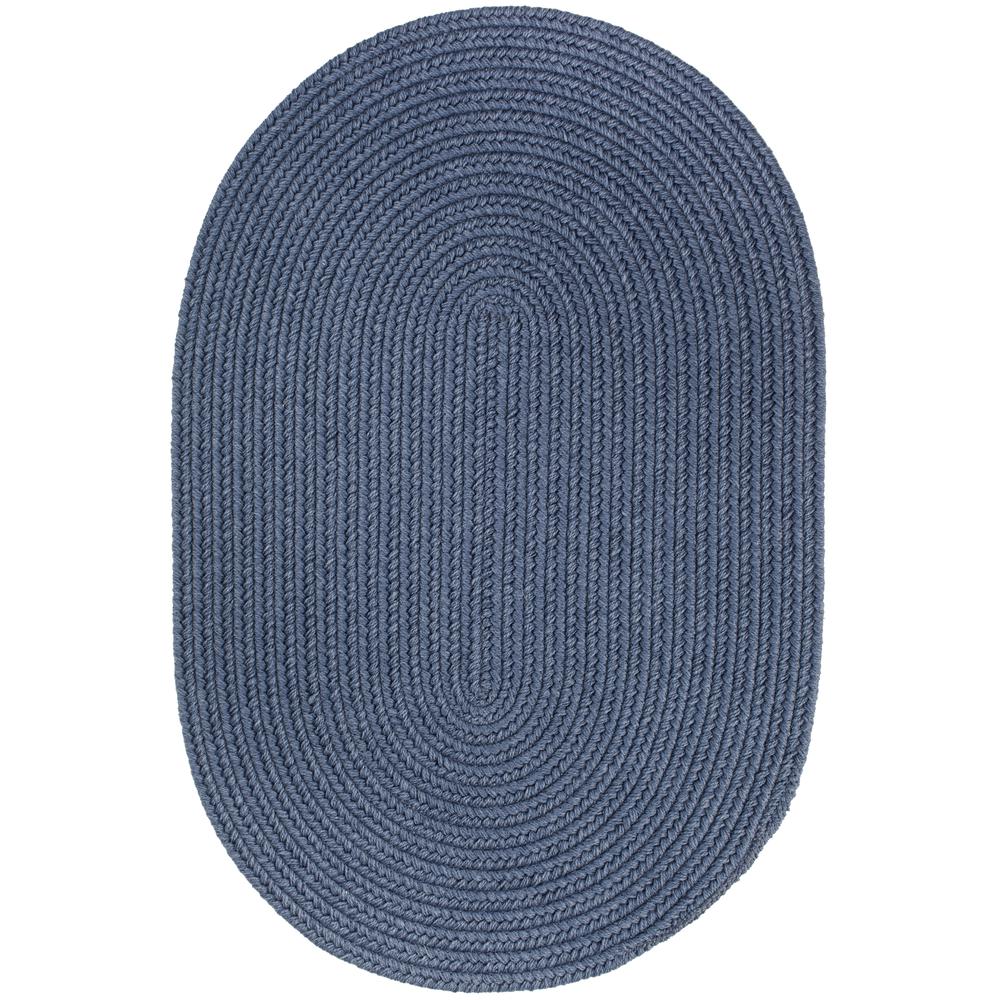 Solid Sailor Blue Wool 4X6 Oval. Picture 1