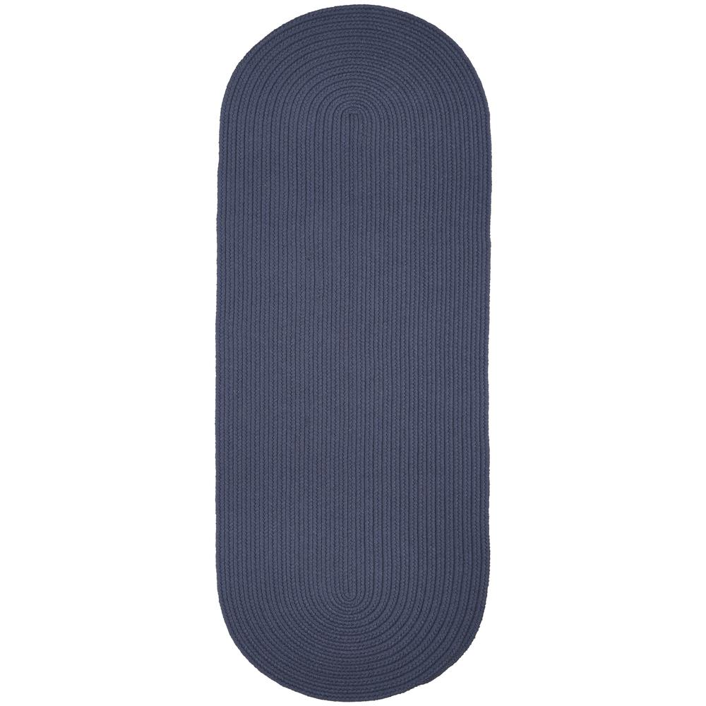 Solid Sailor Blue Wool 2X8 Oval. Picture 1