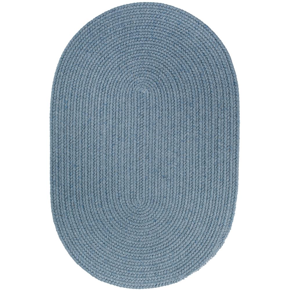 Solid Blue Bonnet Wool 10X13 Oval. Picture 1