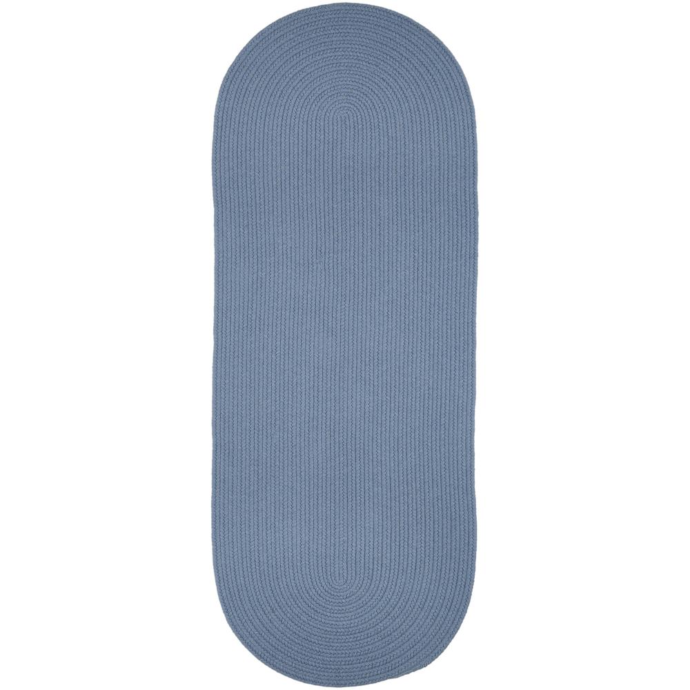 Solid Blue Bonnet Wool 2X8 Oval. Picture 1