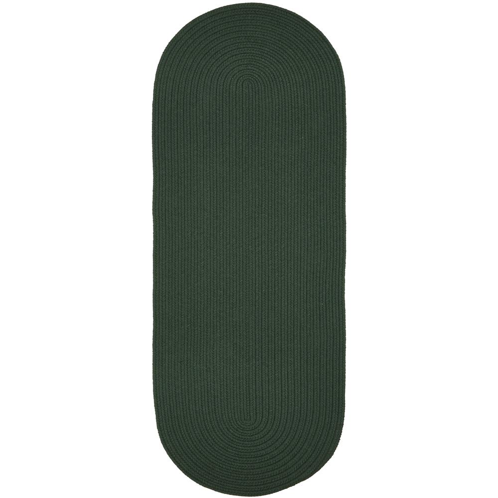 Solid Hunter Green Wool 2X6 Oval. Picture 1