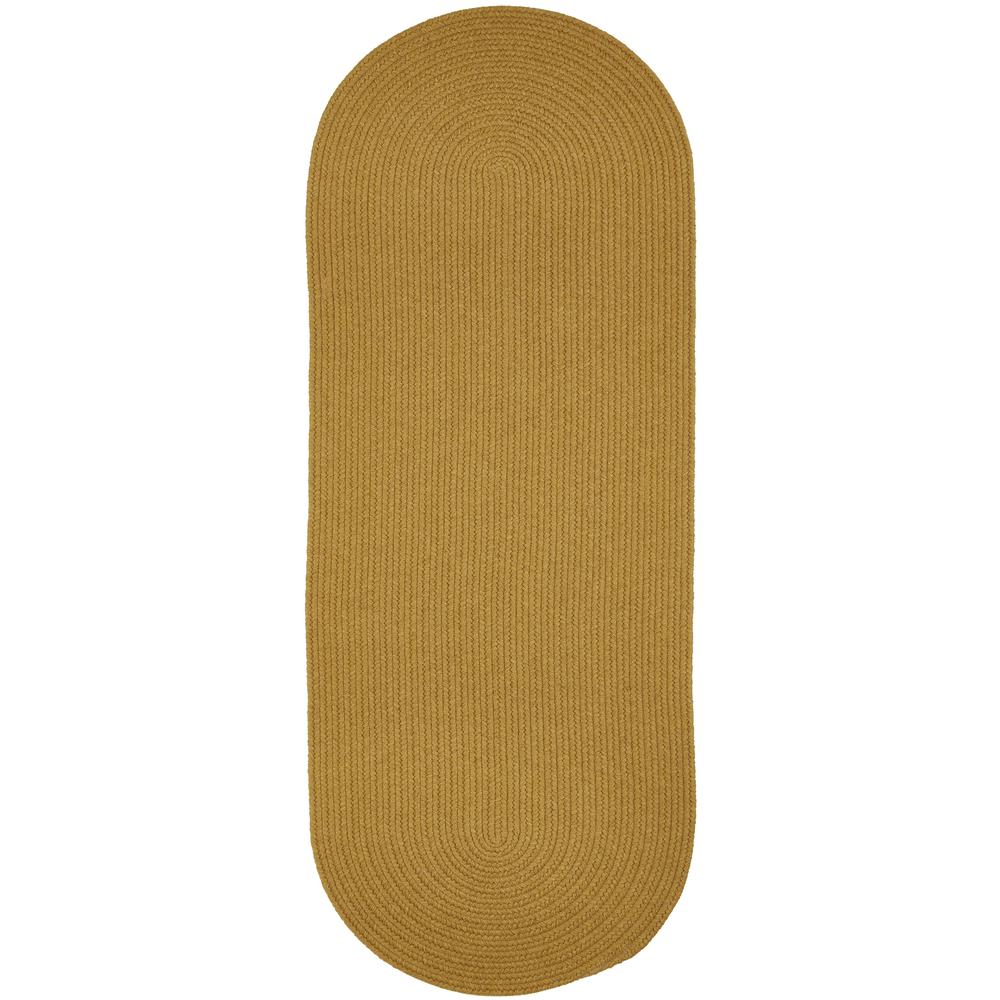 Solid Vintage Gold Wool 2X6 Oval. Picture 1