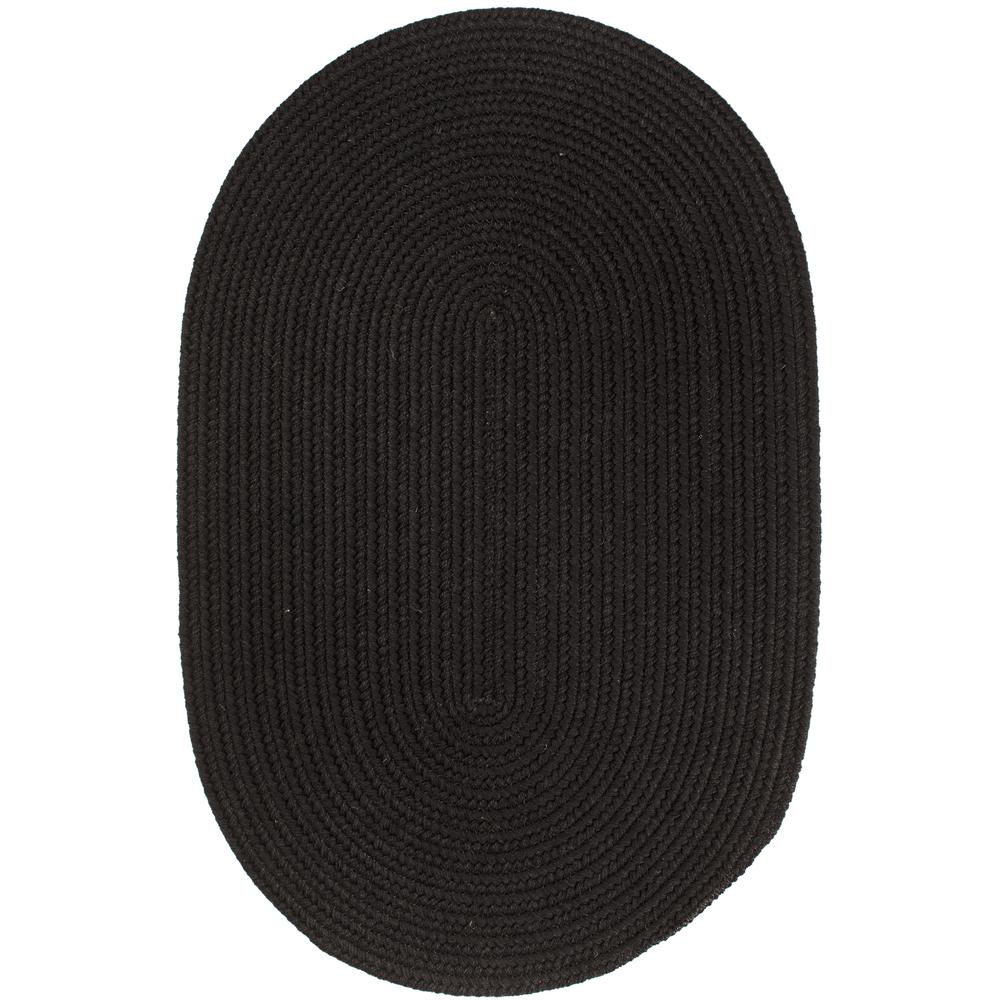 Solid Black Wool 10X13 Oval. Picture 1