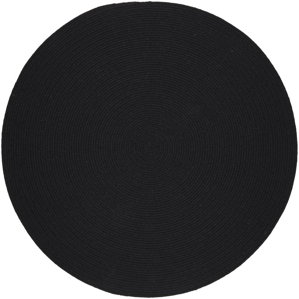Solid Black Wool 4' Round. Picture 1