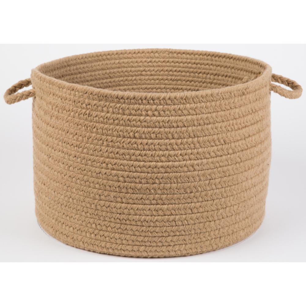 Solid Taupe Wool 18" x 12" Basket. Picture 1