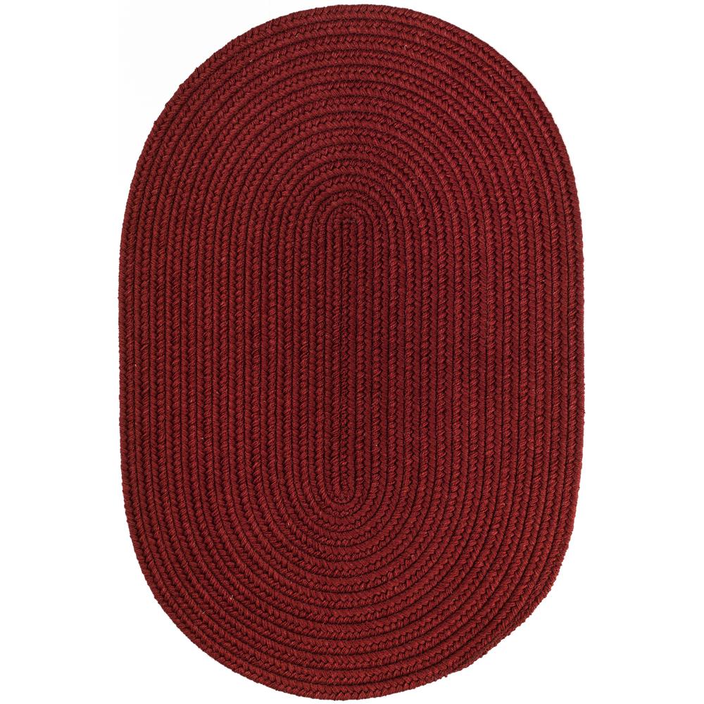 Solid Barn Red Wool 7X9 Oval. Picture 1