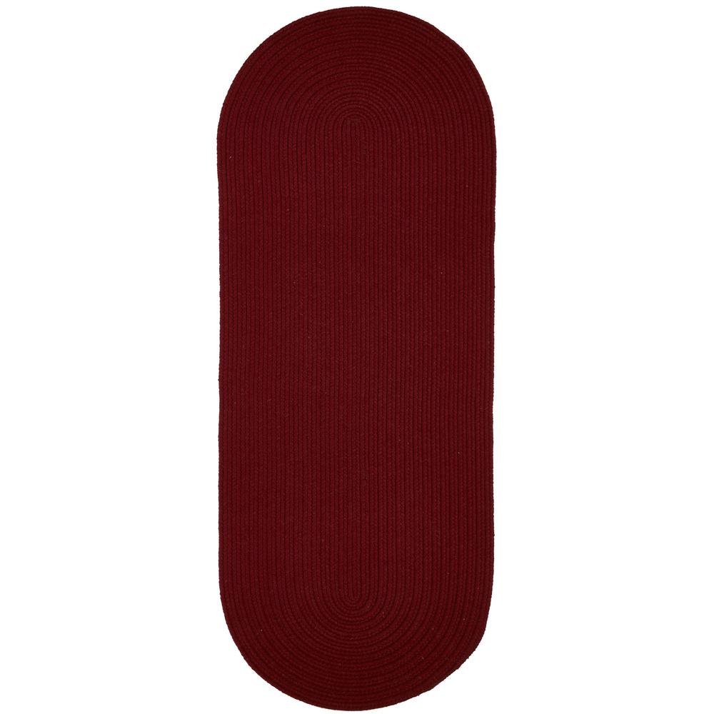 Solid Barn Red Wool 2X8 Oval. Picture 1