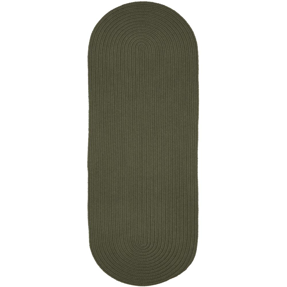 Solid Dk. Sage Wool 2X8 Oval. Picture 1