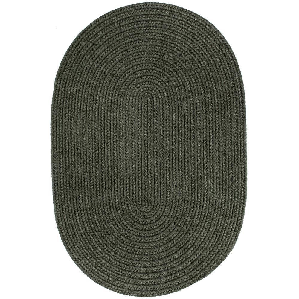 Solid Dk. Sage Wool 10X13 Oval. Picture 1