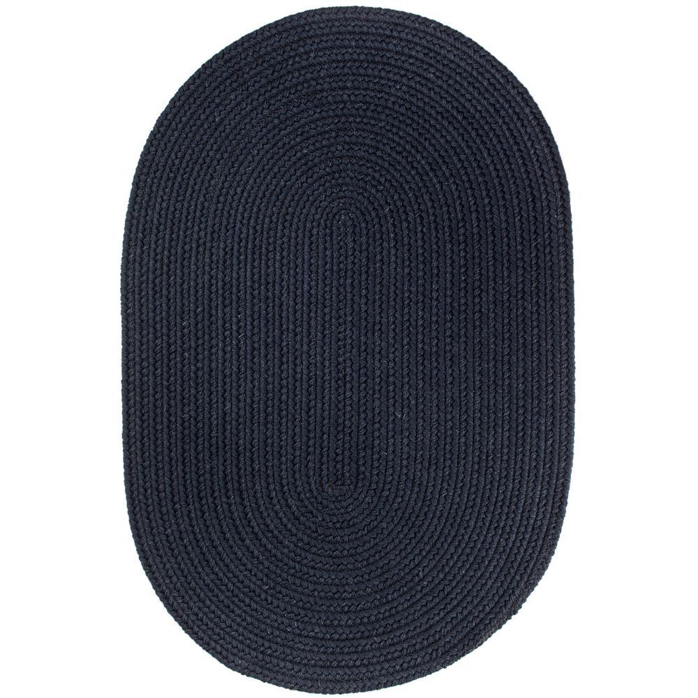 Solid Navy Wool 7X9 Oval. Picture 1