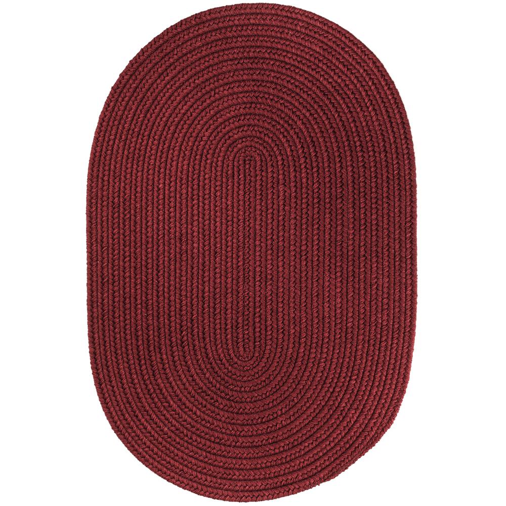 Solid Red Wine Wool 8X11 Oval. Picture 1