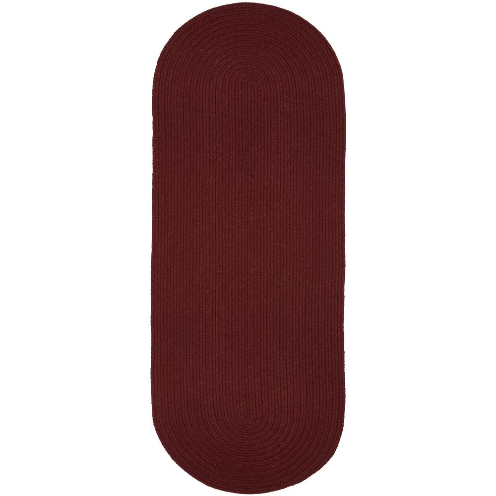 Solid Red Wine Wool 2X6 Oval. Picture 1