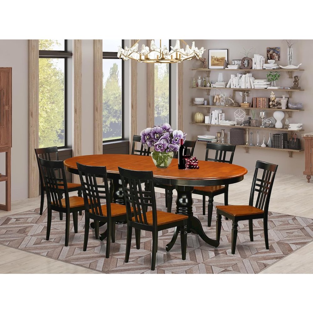9  Pc  Table  and  chair  set  with  a  Table  and  8  Dining  Chairs  in  Black  and  Cherry. Picture 4