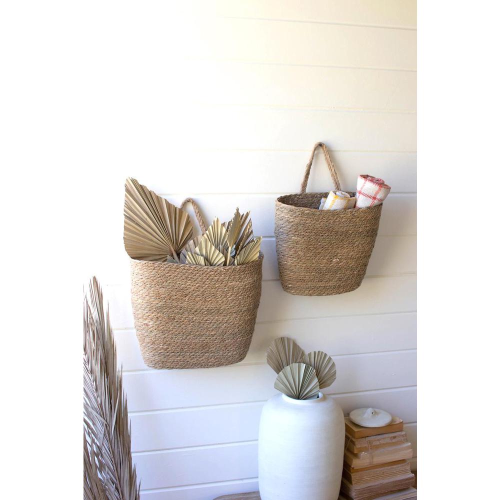 Set Of Two Tall Oval Woven Seagrass Baskets. Picture 2
