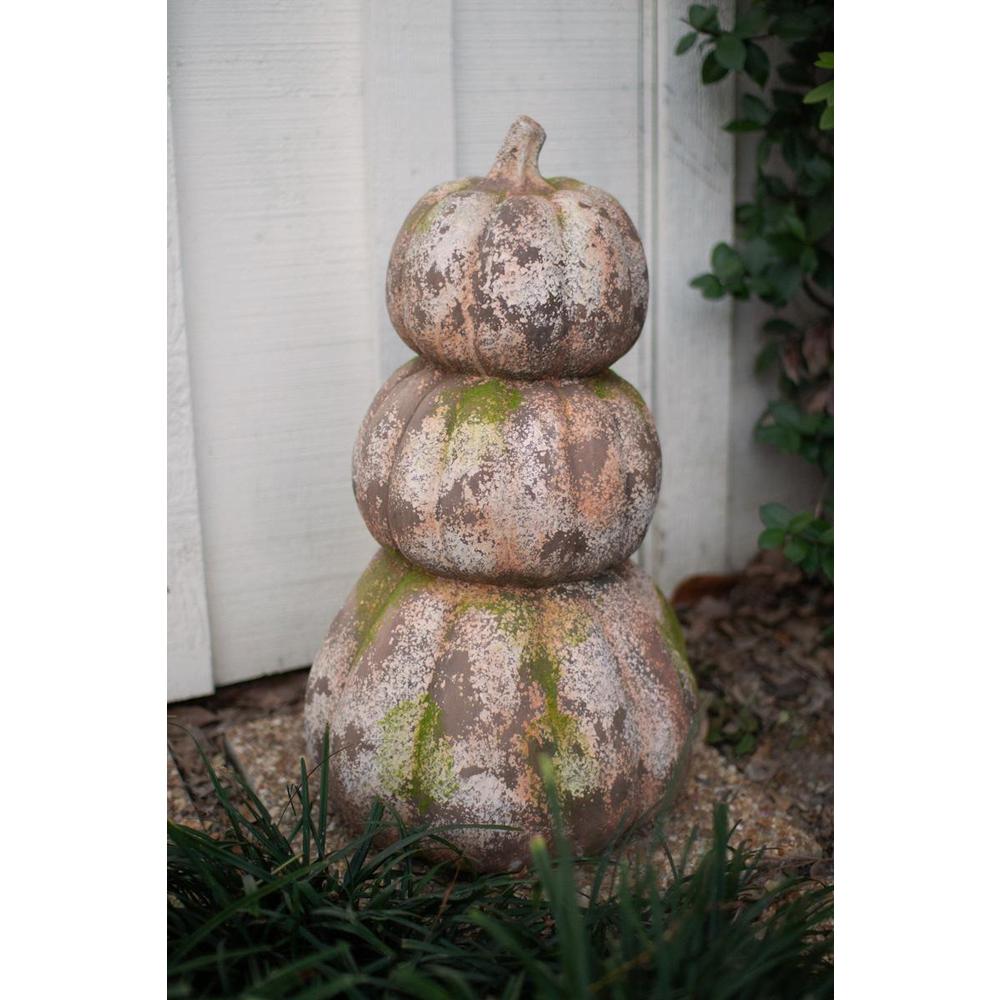 Three Stacked Faux Concrete Pumpkins. Picture 2