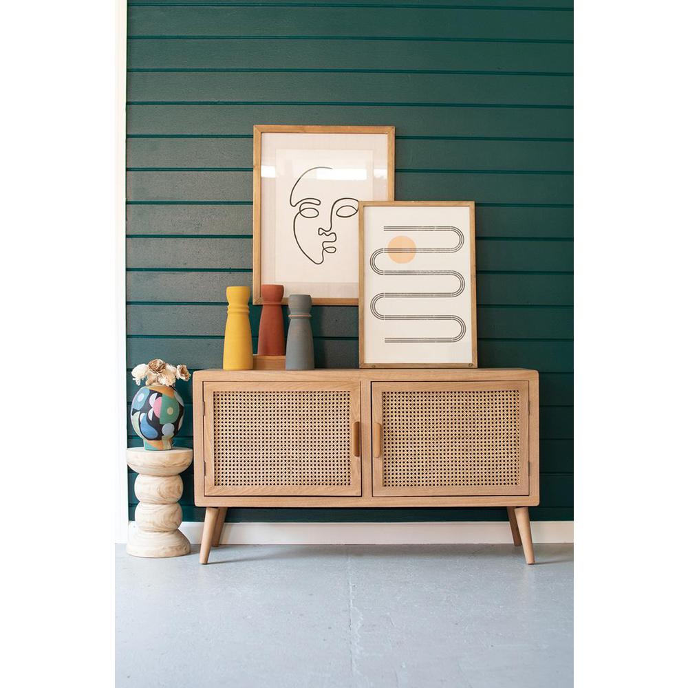 Wood Tv Cabinet With Woven Cane Doors. Picture 2