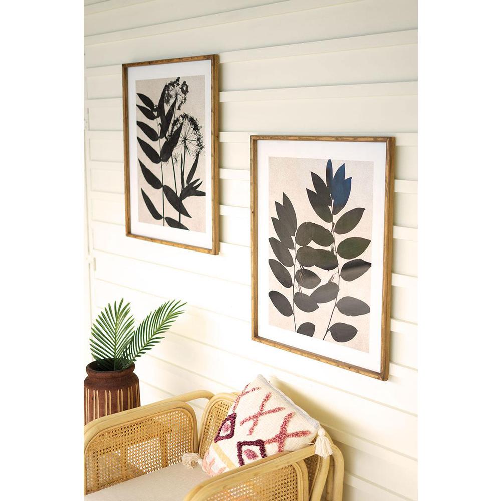 Set Of Two Leaf Prints Under Glass With Natural Frame Â€“ 21.5Â€ X 31.5Â€T. Picture 2