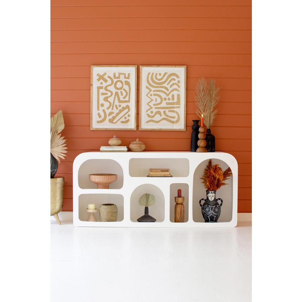 White Wood Cubbie Console Table. Picture 2