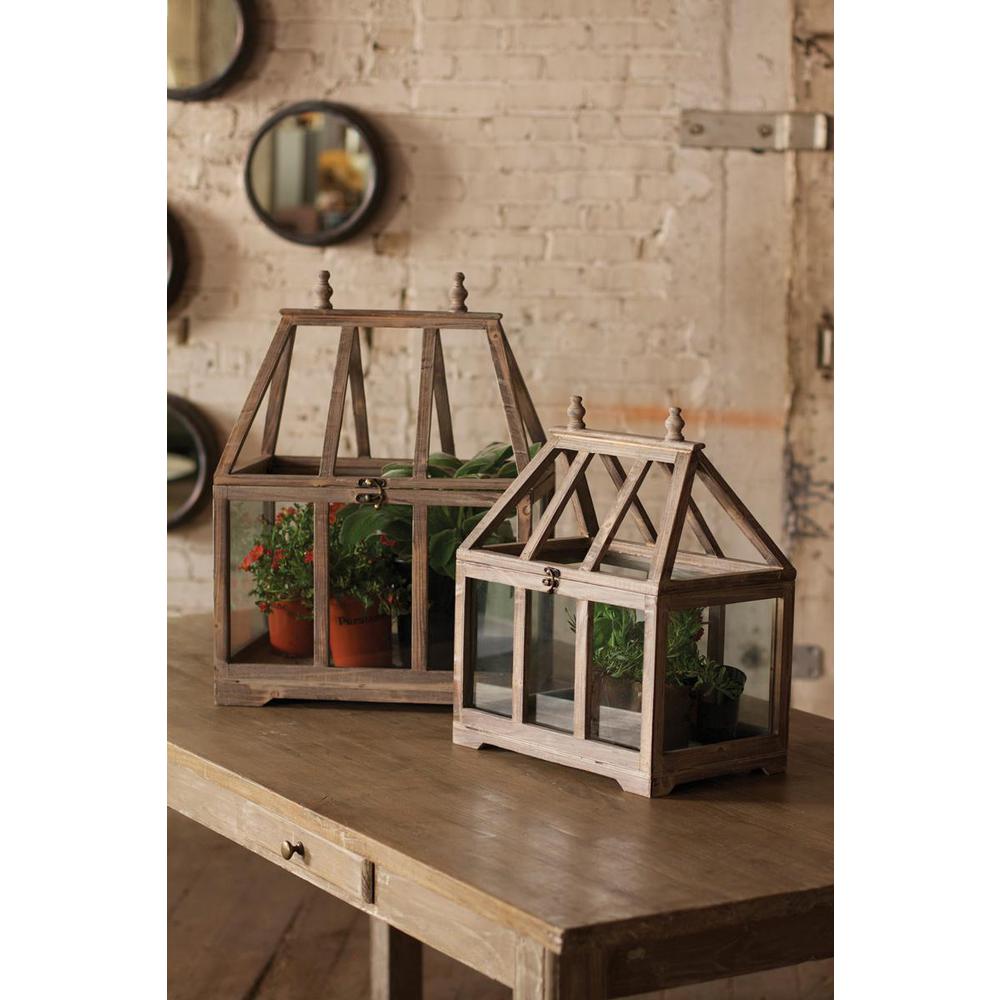 Set Of Two Wood And Glass Terrariums. Picture 2