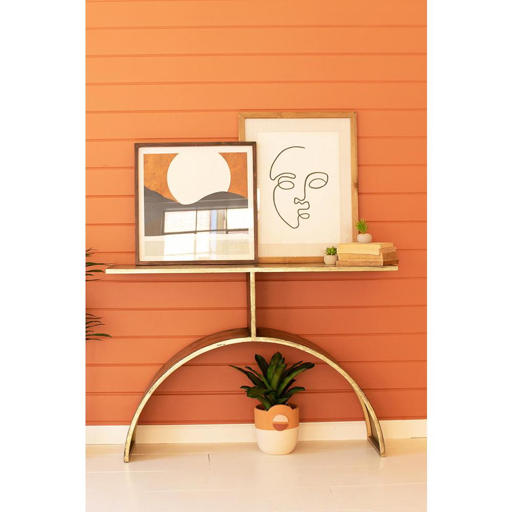 Antique Brass Console Table With Arched Base. Picture 2