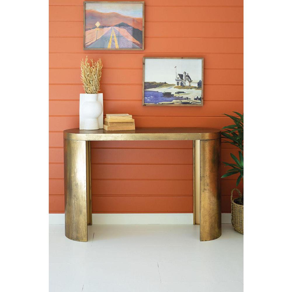 Oval Antique Brass Console Table. Picture 2