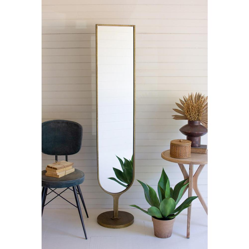Antique Brass Floor  Mirror. Picture 2