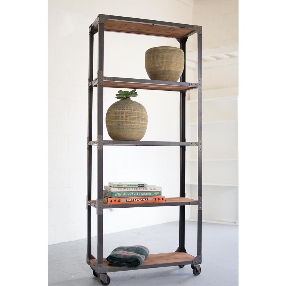 Tall Iron And Recycled Wood Shelving Unit. Picture 2
