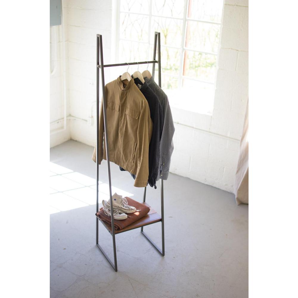 A-Frame Metal Rack With Lower Wood Shelf. Picture 2