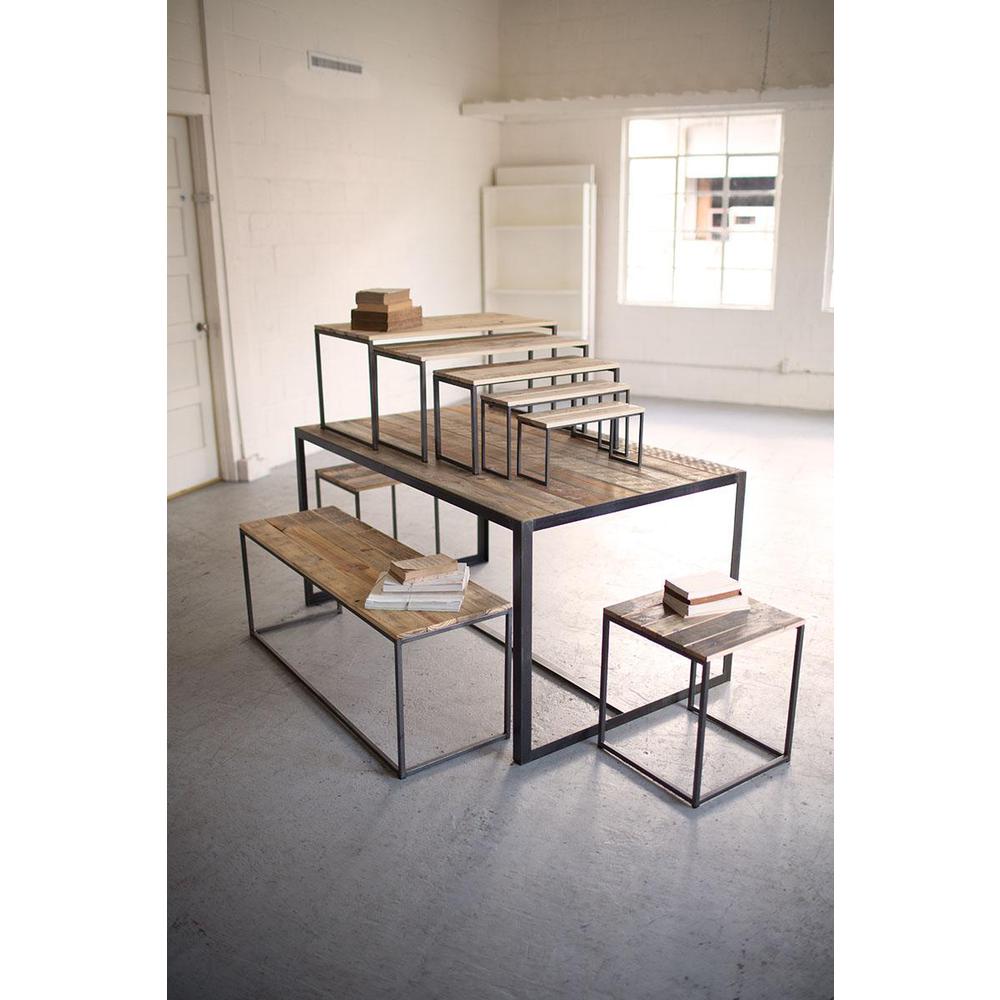 Set Of Nine Recycled Wood And Metal Display. Picture 2