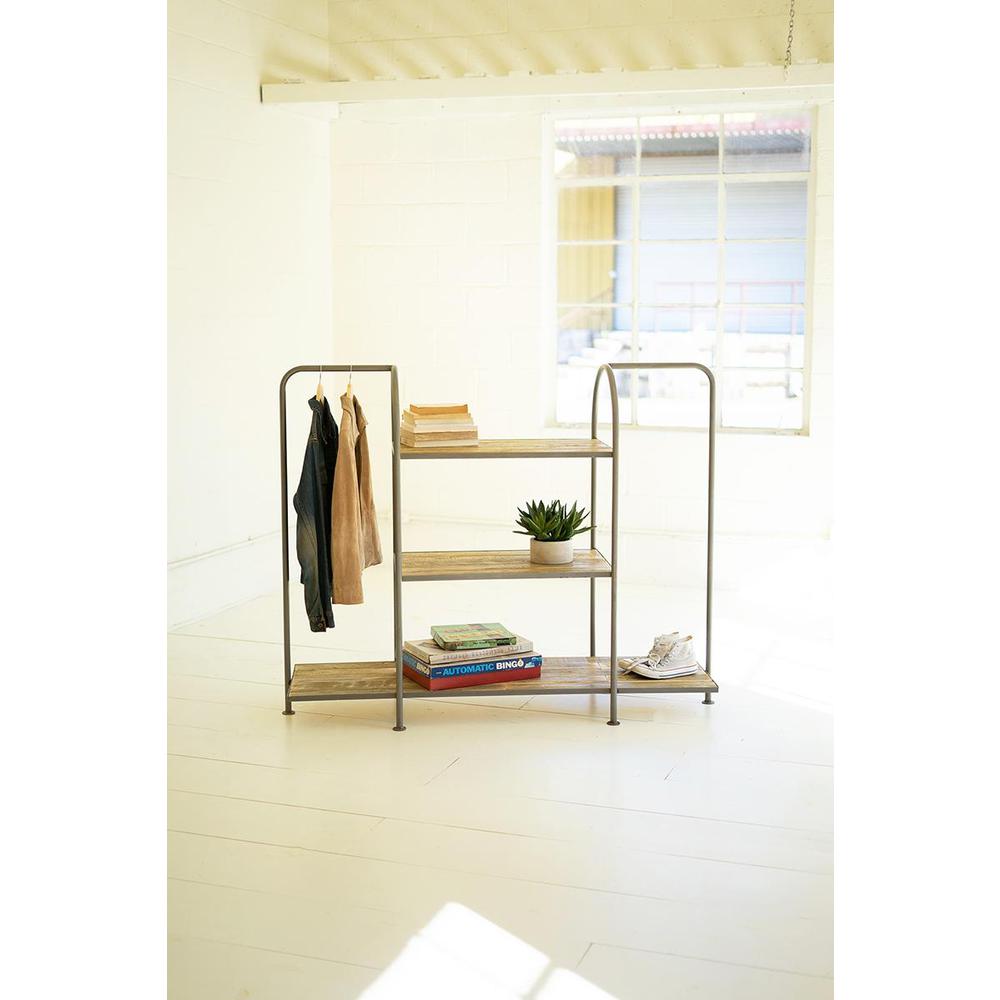 Horizontal Recycled Wood And Metal Display Unit. Picture 2