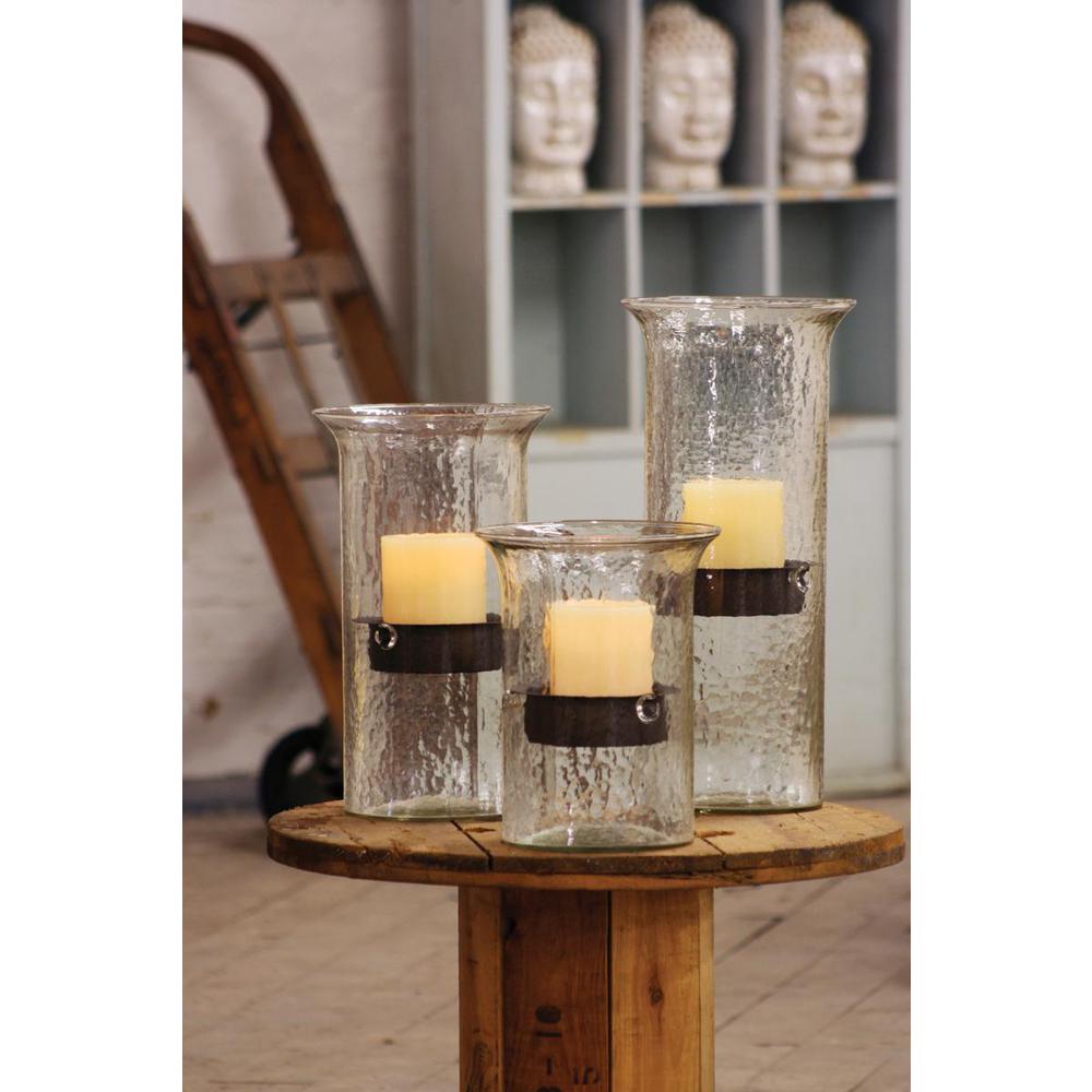 Original Glass Candle Cylinder W Rustic Insert - Large. Picture 2