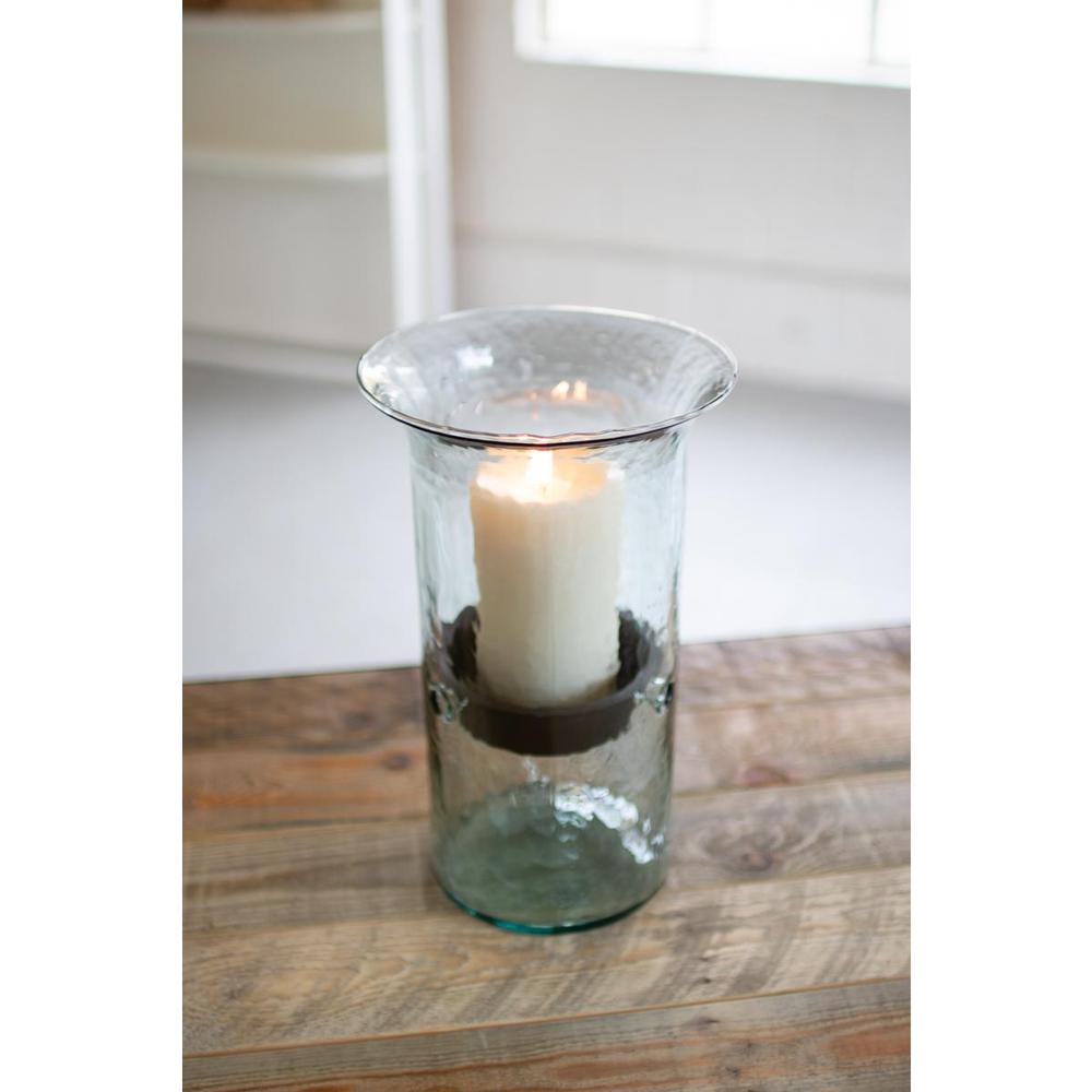 Original Glass Candle Cylinder W Rustic Insert - Medium. Picture 2