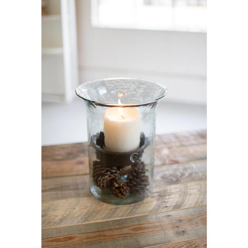 Original Glass Candle Cylinder W Rustic Insert - Small. Picture 2