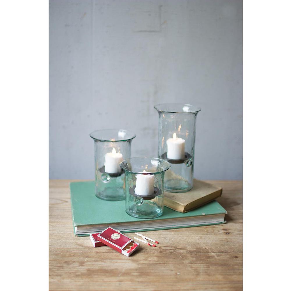 Set Of Three Recycled Glass Votive Cylinders. Picture 2