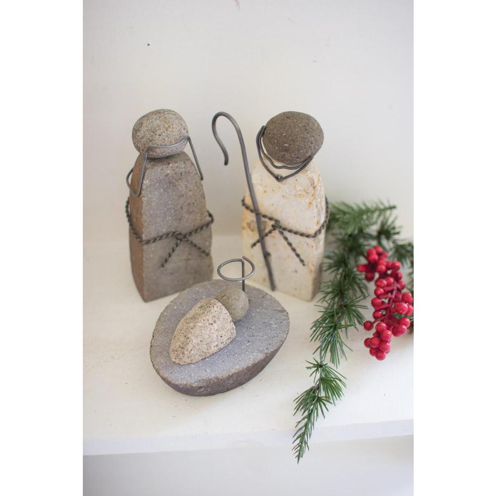 Set Of Three River Rock Mary Joseph And Jesus. Picture 2