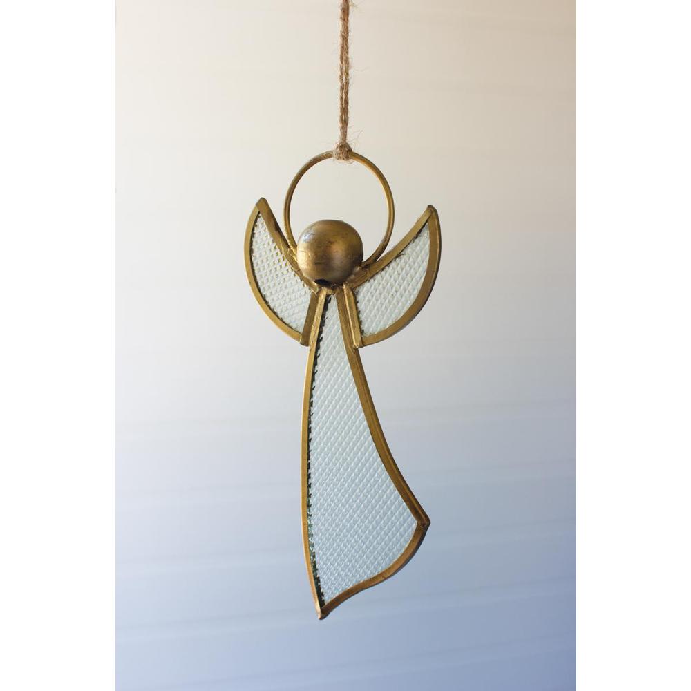 Antique Brass And Glass Angel Christmas Ornament. Picture 2