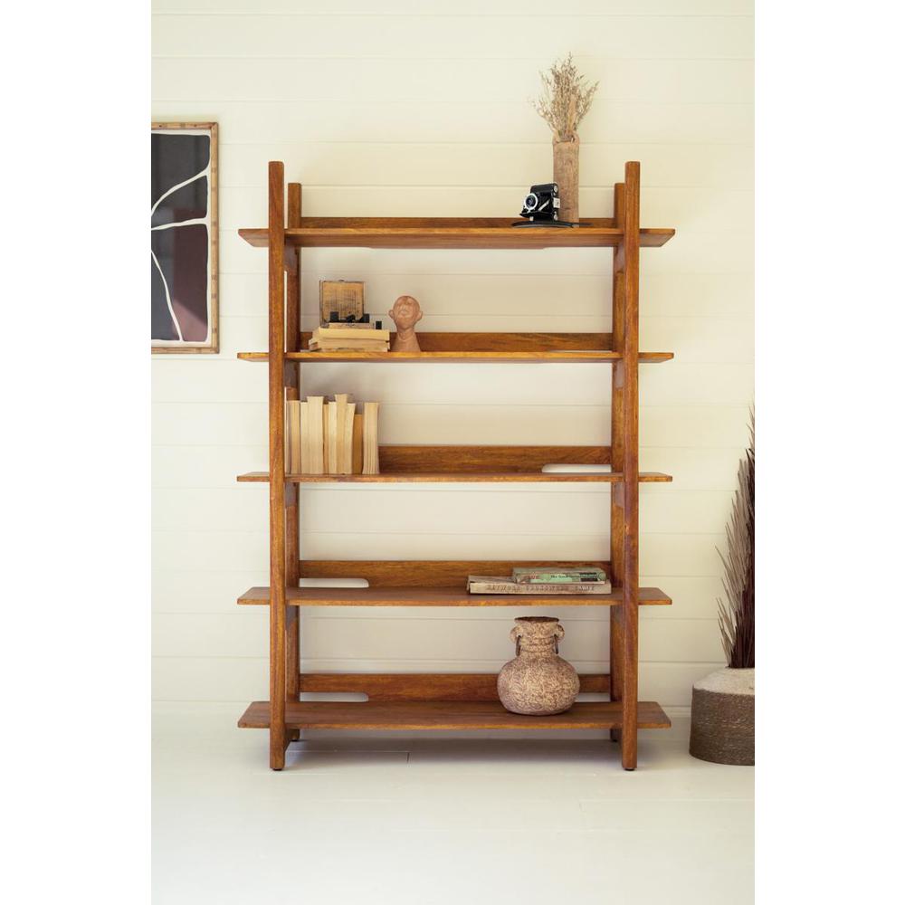 Mango Wood Bookshelf With Teak Finish. Picture 2