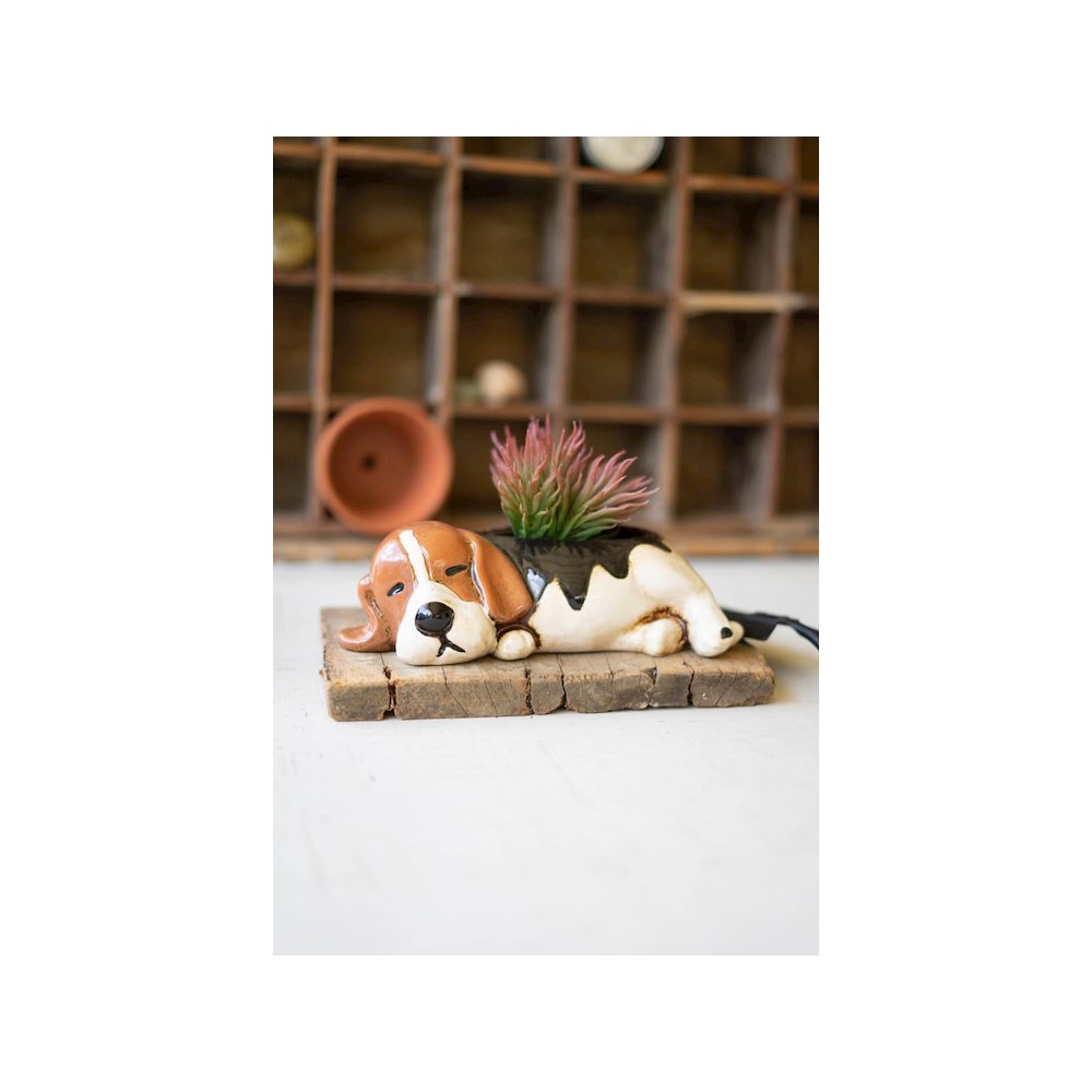 Ceramic Beagle Planter. Picture 1