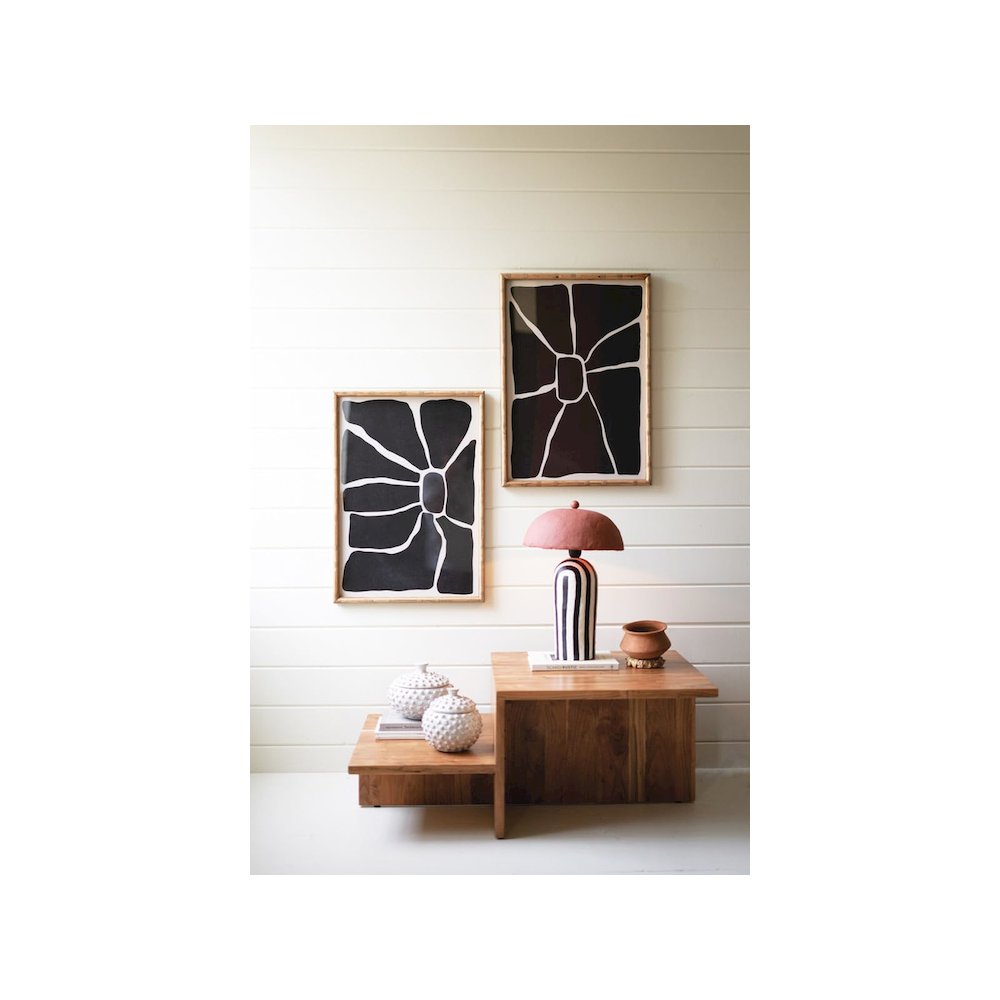 Set Of Two Black & White Framed Abstract Prints Under Glass. Picture 1