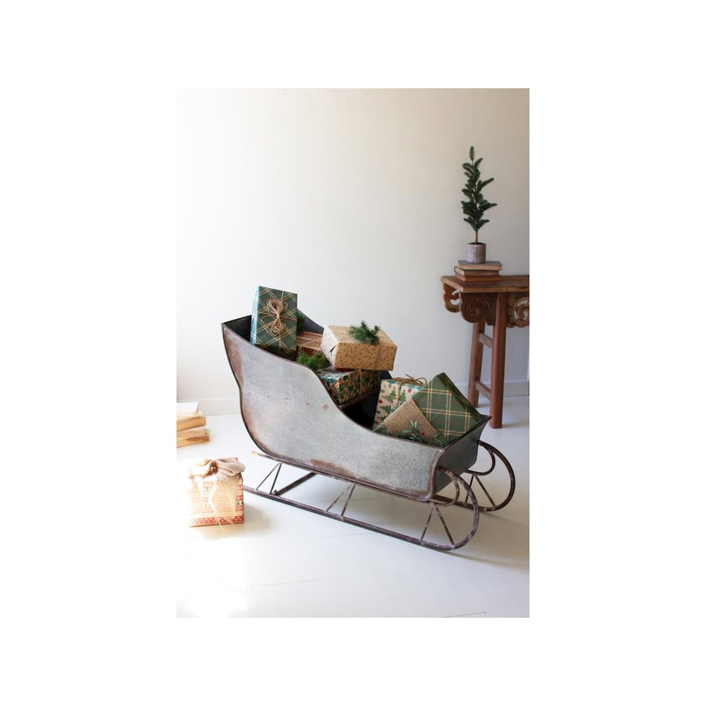 Rustic Metal Christmas Sled. Picture 1