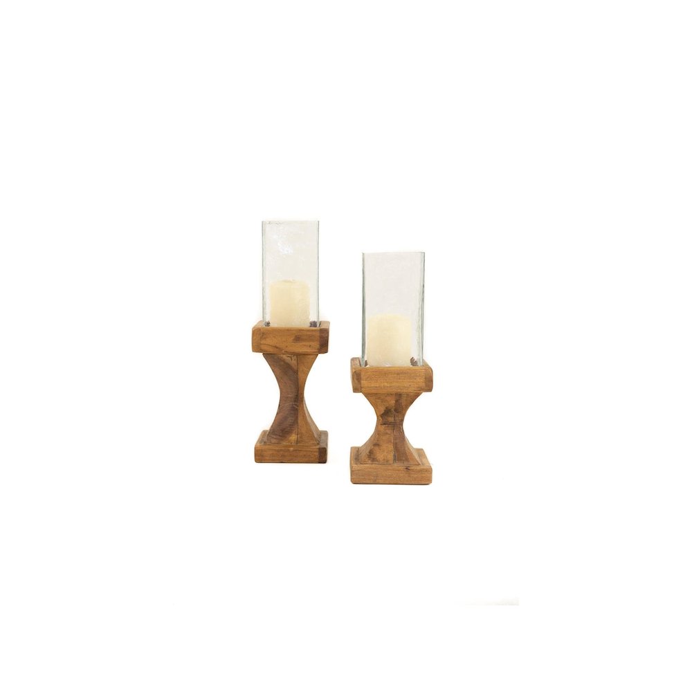 Set Of Two Square Hurricanes With Recycled Wood Bases. Picture 1