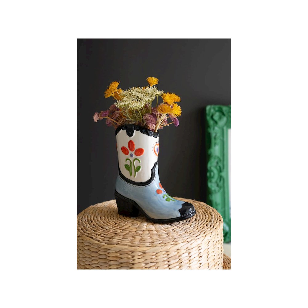 Ceramic Cowboy Boot Vase. Picture 1