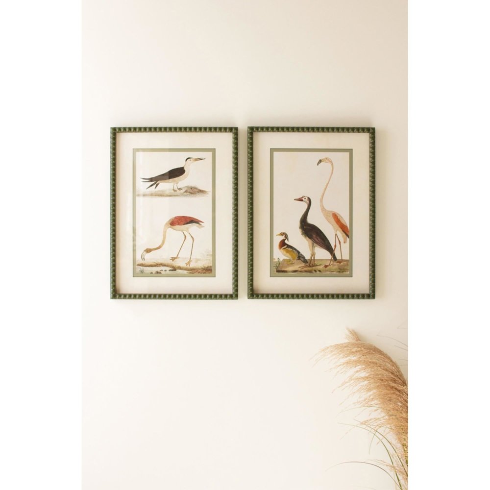 Set Of Two Birds Prints Under Glass. Picture 1