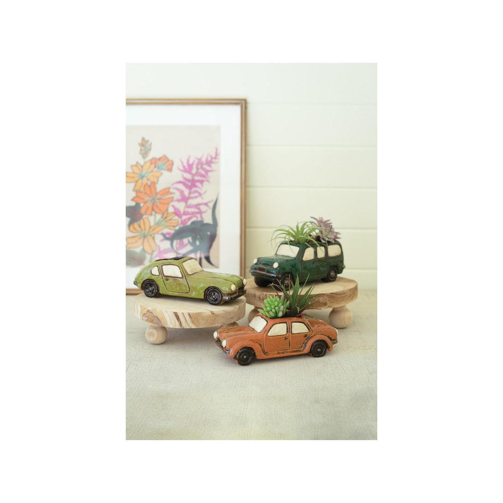 Set Of Three Ceramic Cars Planters. Picture 1