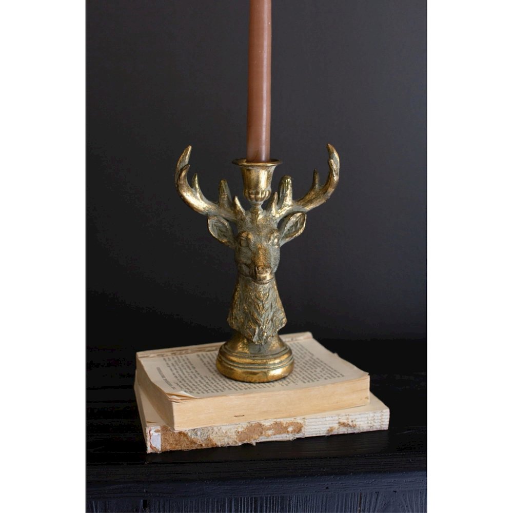 Resin Taper Candle Holder - Deer. Picture 1